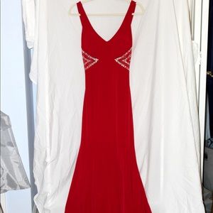 Jodi Kristopher Long Red Bodycon Gown
